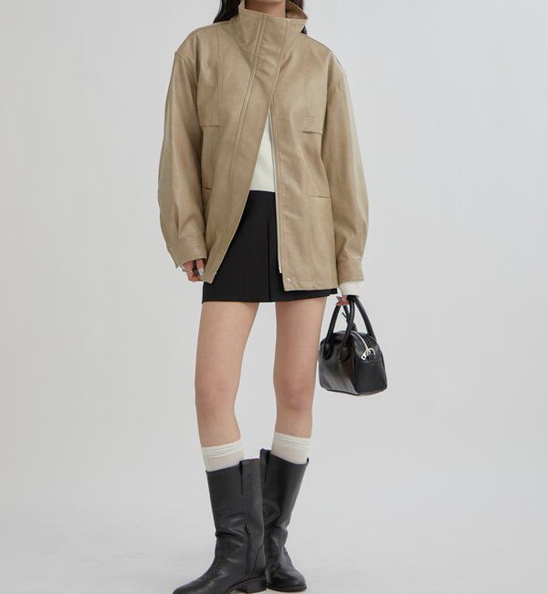  「ドロストフェイクレザーブルゾン」|ブルゾン・スタジャン|