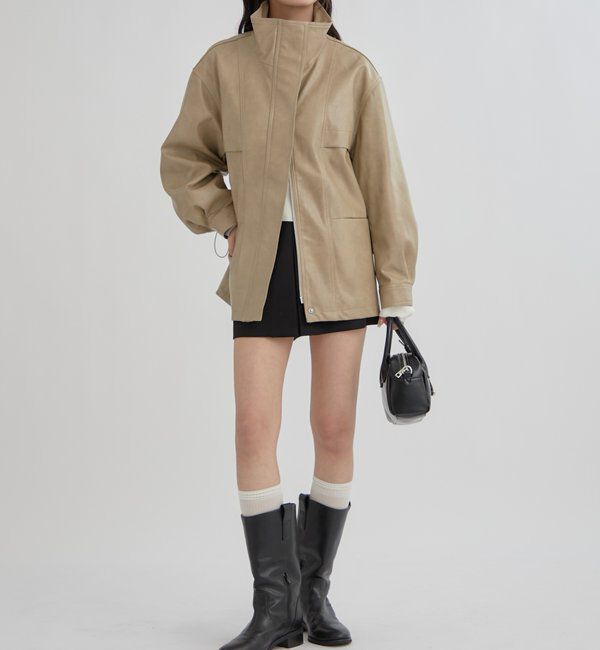  「ドロストフェイクレザーブルゾン」|ブルゾン・スタジャン|