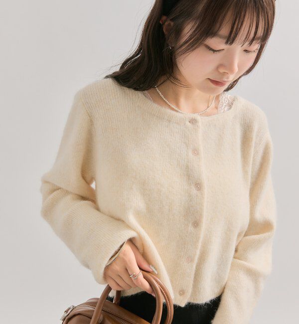  「スクエアネックニットカーディガン」|カーディガン|