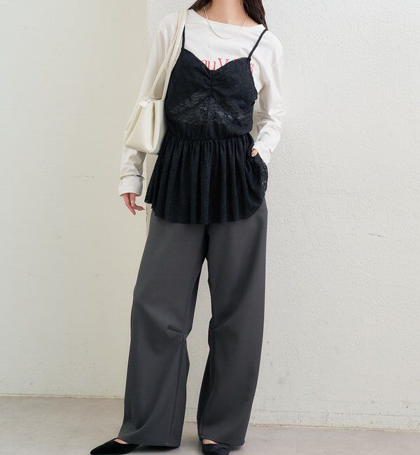  「Vギャザーレースキャミソール」|シャツ・ブラウス|