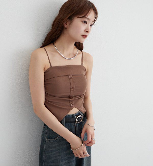  「パット付きボタンスリットキャミソール」|キャミソール|