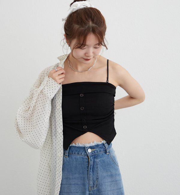  「パット付きボタンスリットキャミソール」|キャミソール|