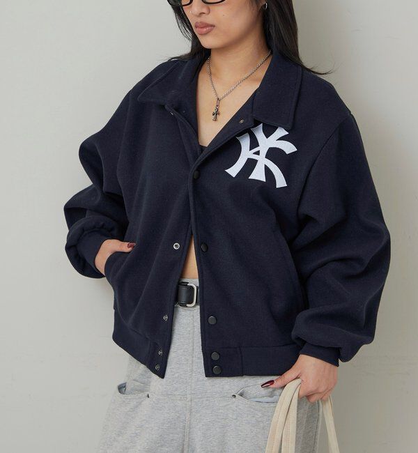  「【KOOKY'N】KYステンカラースタジャン」|ブルゾン・スタジャン|ネイビー