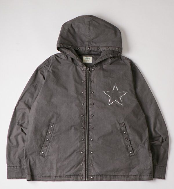  「【UNISEX】KOOKY'N スタースタッズフードシャツ」|シャツ・ブラウス|チャコールグレー