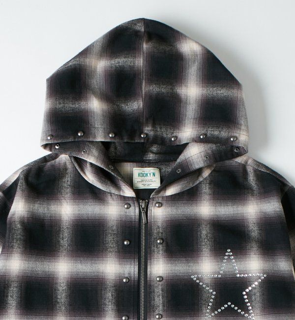  「【UNISEX】KOOKY'N スタースタッズフードシャツ」|シャツ・ブラウス|ブラック