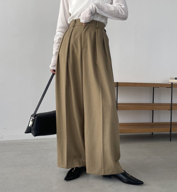  「【累計2万本突破！】【低身長・高身長サイズあり】2タックワイドパンツ」|チノ|