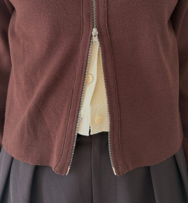  「【WEB限定】Wジップレイヤードニット」|カーディガン|