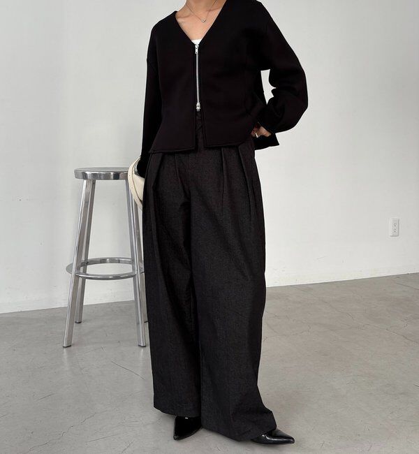  「【スタイルアップが叶う/伸縮性◎】ペプラムジップカーディガン」|Tシャツ・カットソー|