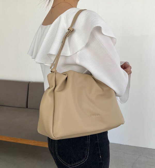  「【新色/ライトベージュ】クラウディギャザーバッグ」|トートバッグ|