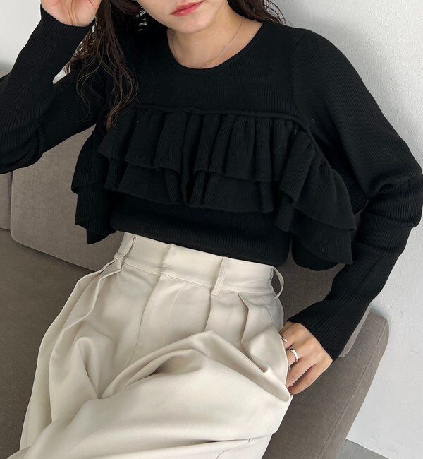  「【2WAYで着用可能】ベアフリルニット」|ニット・セーター|