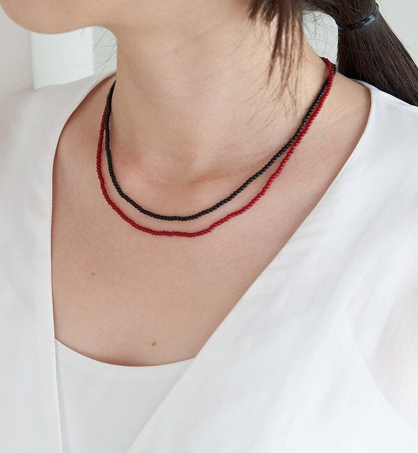  「ガラスビーズネックレス2mm」|ネックレス|ブラック