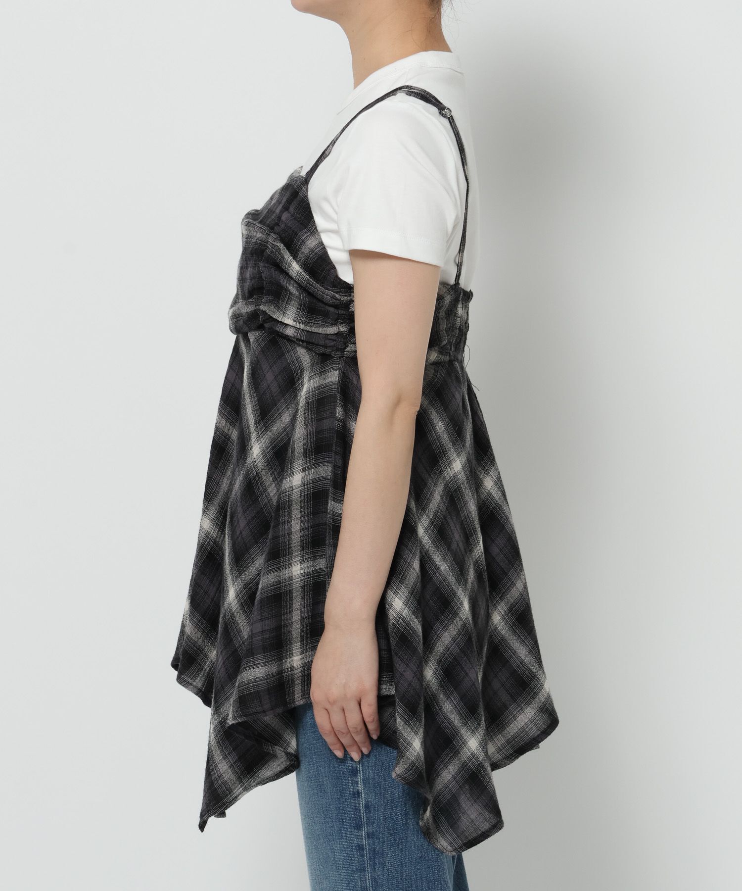 LOWRYS FARM「オンブレチェックキャミチュニック」|シャツ・ブラウス|