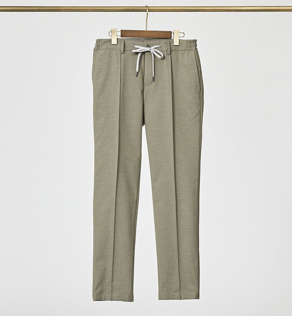 ABAHOUSE「【FLEX PANTS】ピンタック イージーパンツ /TR 強撚 ボタニーサージ」|スラックス|グレージュ