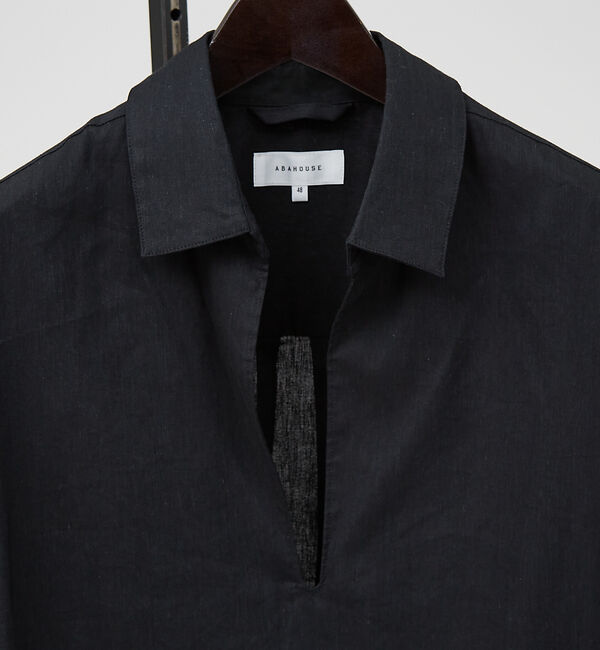 ABAHOUSE「【リネンブレンド】スキッパー プルオーバーシャツ」|シャツ・ブラウス|