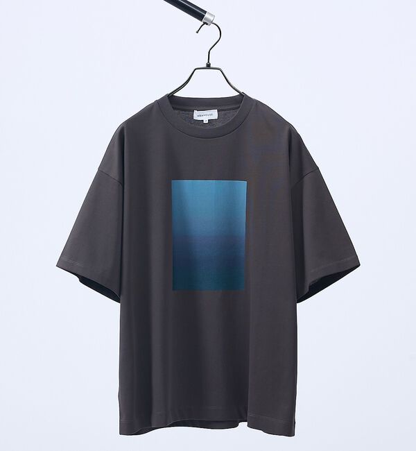 ABAHOUSE「グラデーション グラフィック プリントTシャツ/オーバーサイズ」|Tシャツ・カットソー|チャコールグレー