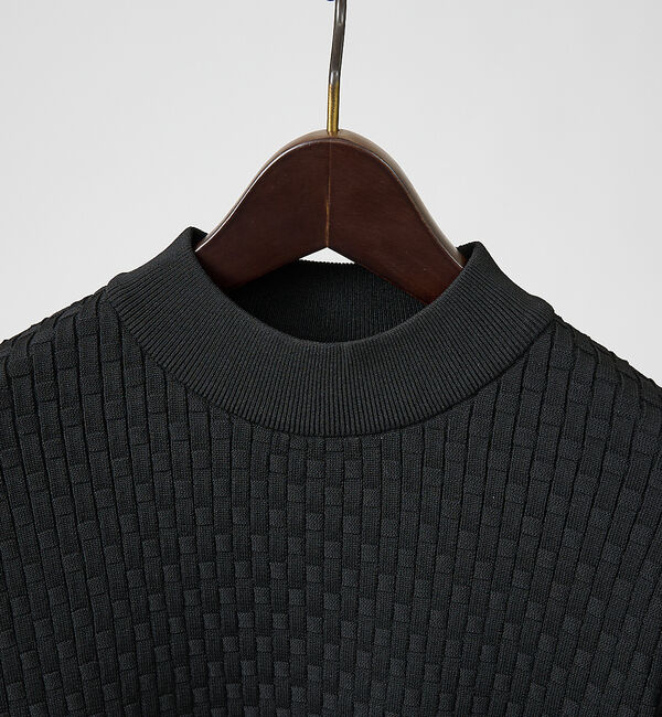 ABAHOUSE「【ハイストレッチ】ブロックチェック ジャガード モックネックニット」|ニット・セーター|