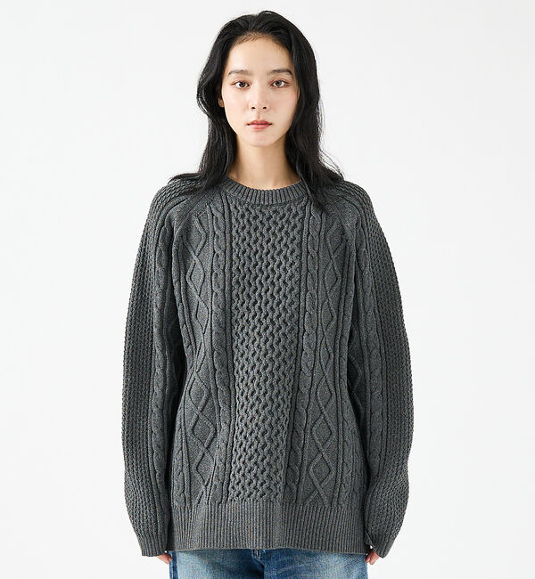 ABAHOUSE「【FORTUNA/フォルトゥナ】ECOTEC-Knit/ケーブル柄ニットプルオー」|ニット・セーター|