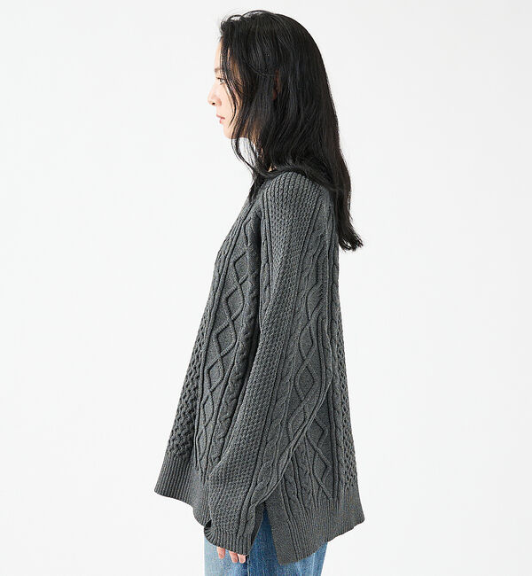 ABAHOUSE「【FORTUNA/フォルトゥナ】ECOTEC-Knit/ケーブル柄ニットプルオー」|ニット・セーター|