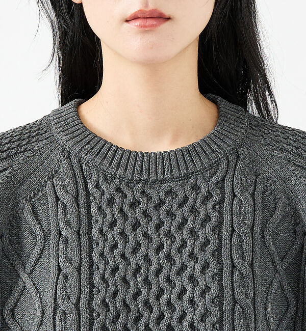 ABAHOUSE「【FORTUNA/フォルトゥナ】ECOTEC-Knit/ケーブル柄ニットプルオー」|ニット・セーター|