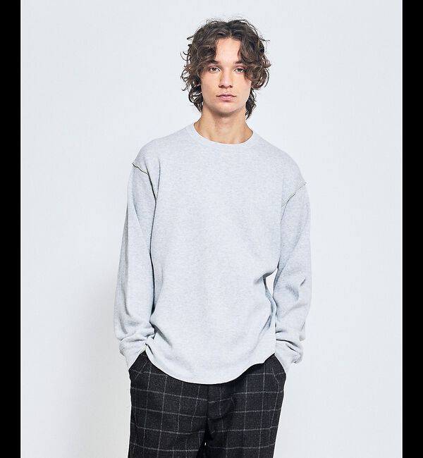 ABAHOUSE「【リバーシブルカラー】14Gコットン ニットスウェット / クルーネックプルオー」|ニット・セーター|