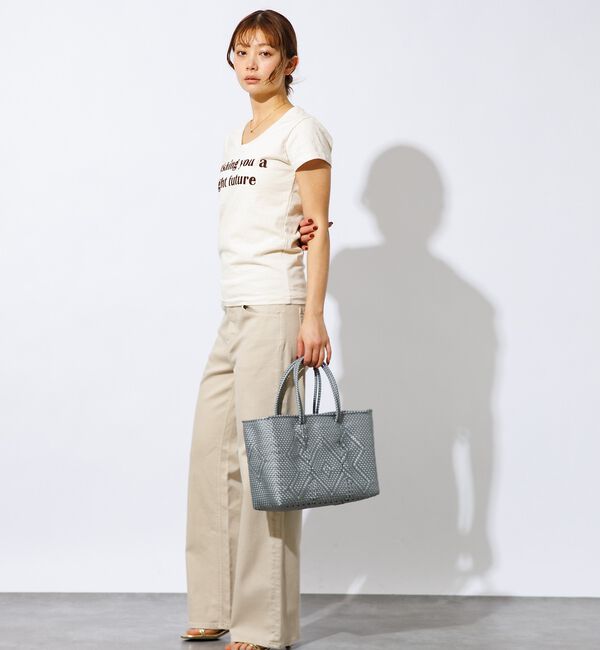 ABAHOUSE「【MOON BIRD/ムーンバード】手編みのメルカドバッグ横長Ｍ/かごバッグ/軽」|トートバッグ|