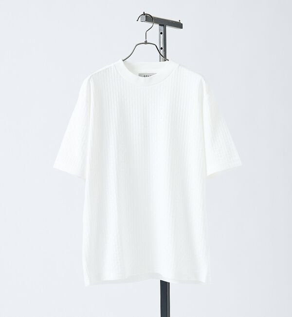 ABAHOUSE「【凹凸編み】リンクス ブロック 半袖Tシャツ【予約】」|Tシャツ・カットソー|ホワイト