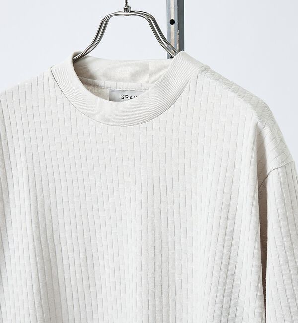 ABAHOUSE「【凹凸編み】リンクス ブロック 半袖Tシャツ【予約】」|Tシャツ・カットソー|グレージュ