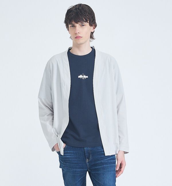 ABAHOUSE「【接触冷感】メッシュ ボタンレス カーディガン【予約】」|カーディガン|グレージュ