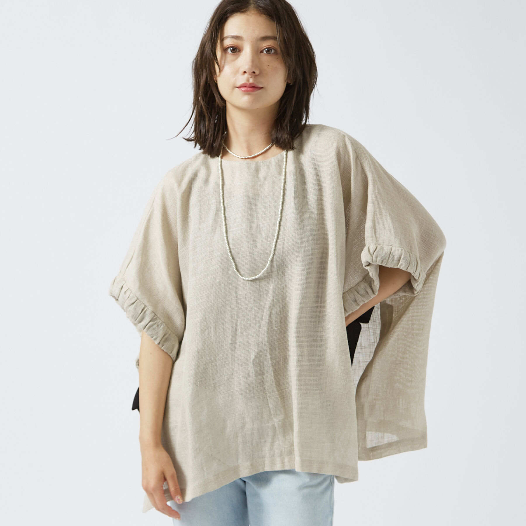 Rouge vif「【MICA&DEAL /マイカアンドディール】リネンポンチョ」|その他|ベージュ