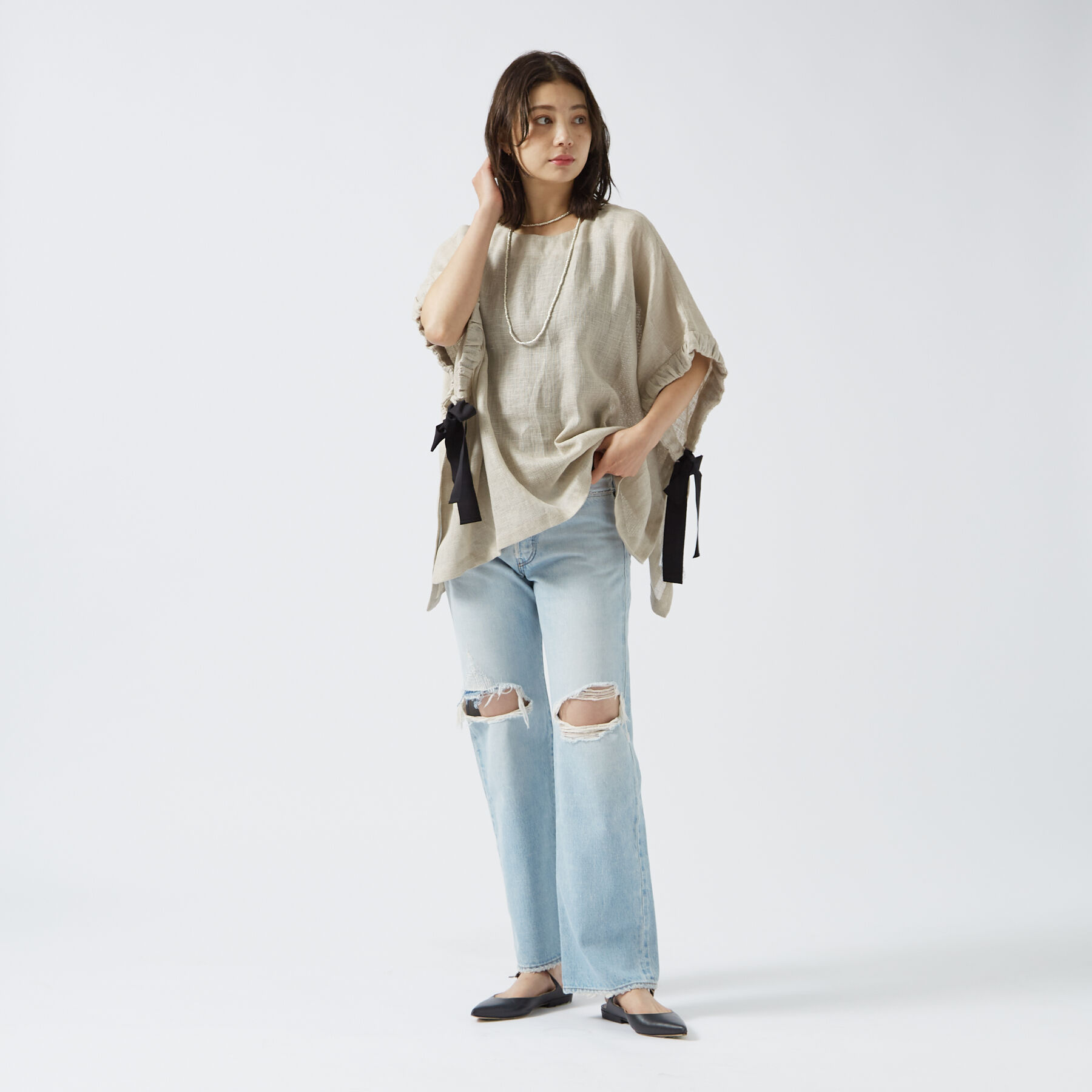 Rouge vif「【MICA&DEAL /マイカアンドディール】リネンポンチョ」|その他|