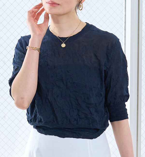 Rouge vif「キャッチワッシャーニットプルオーバー」|ニット・セーター|ネイビー