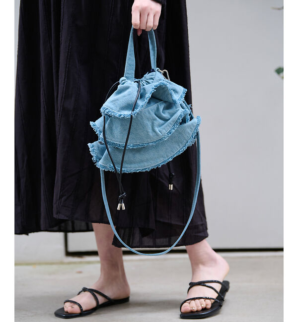 Rouge vif「【Ampersand / アンパサンド】Denim  frilr bag　ME-」|ショルダー・メッセンジャー|ライトブルー