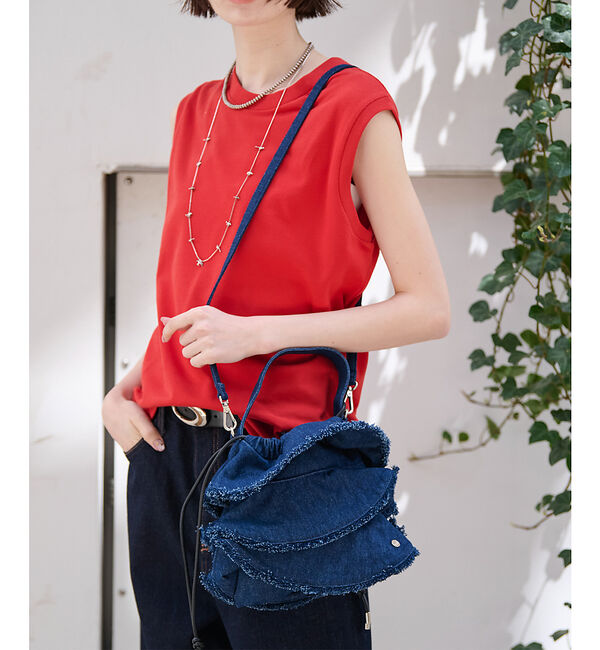 Rouge vif「【Ampersand / アンパサンド】Denim  frilr bag　ME-」|ショルダー・メッセンジャー|ネイビー
