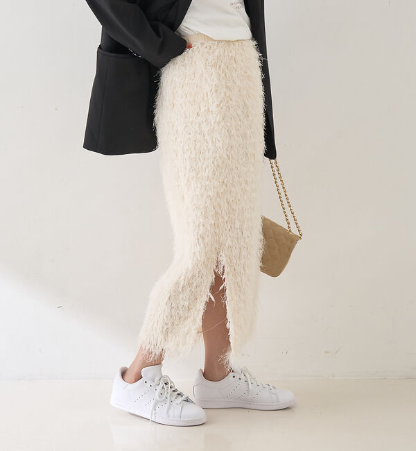 Rouge vif「フリンジフェザーサイドスリットスカート」|スカート|