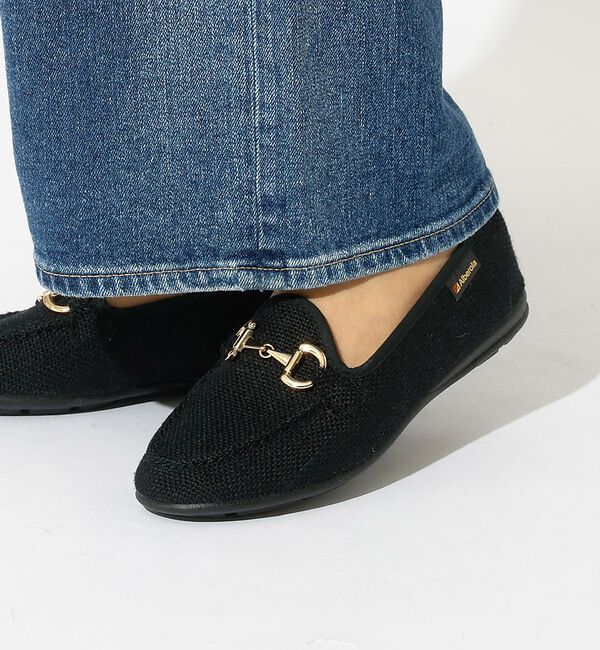 Rouge vif「【ALBEROLA / アルベローラ】ラフィア調 ビットローファー / フラット」|パンプス|ブラック