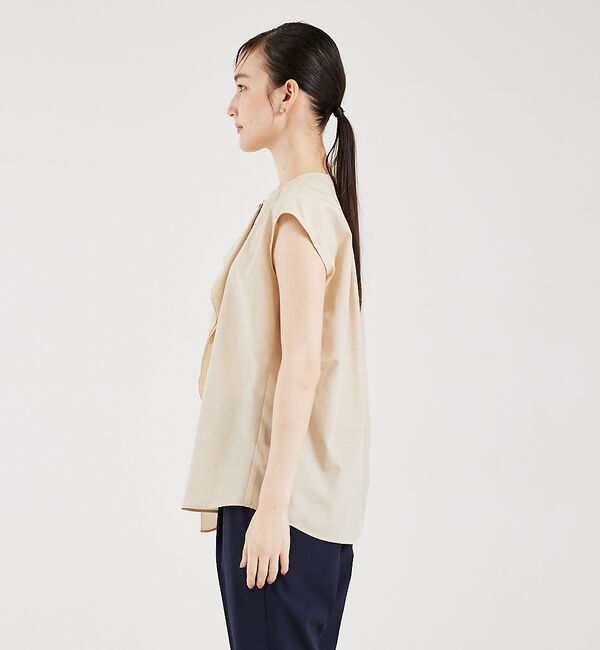 qualite「フロントラッフルノースリーブブラウス」|シャツ・ブラウス|