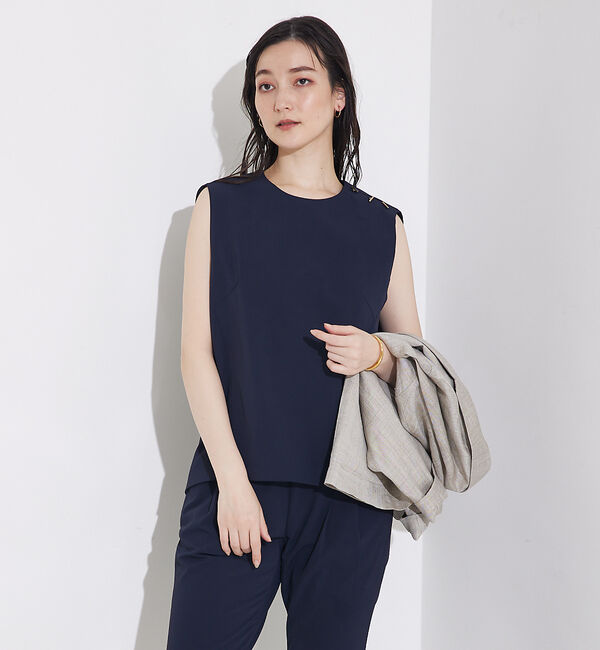 qualite「コクーンノースリーブ」|キャミソール|ネイビー
