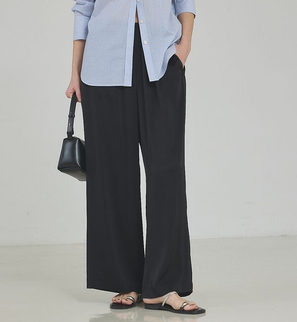 qualite「ブラック残りわずか予約受付中！【接触冷感・吸水速乾】クールサテンパンツ/セットア」|その他|ブラック