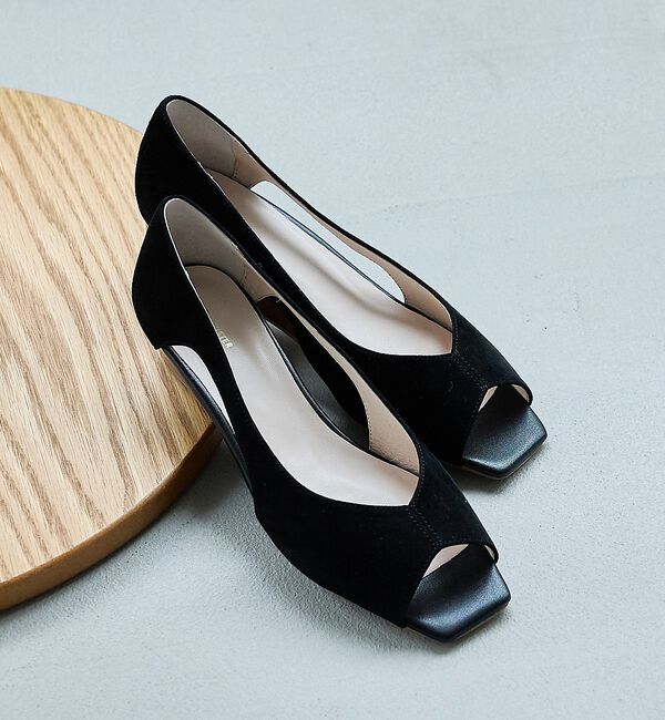 AU BANNISTER「【オープントゥ】バタフライカットウェッジソールパンプス【予約】」|パンプス|ブラック