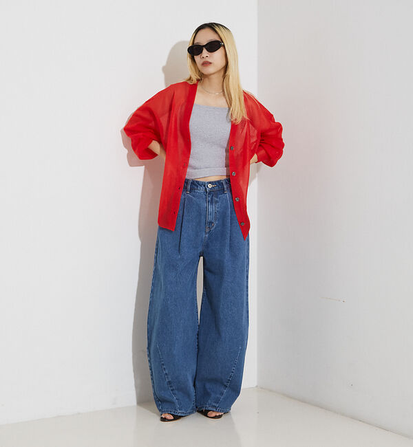 NOMINE「タック ボリューム デニムパンツ」|デニム|