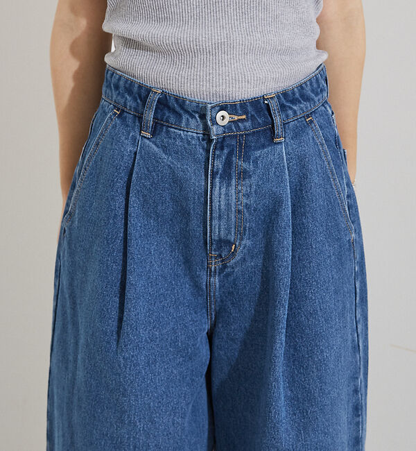 NOMINE「タック ボリューム デニムパンツ」|デニム|