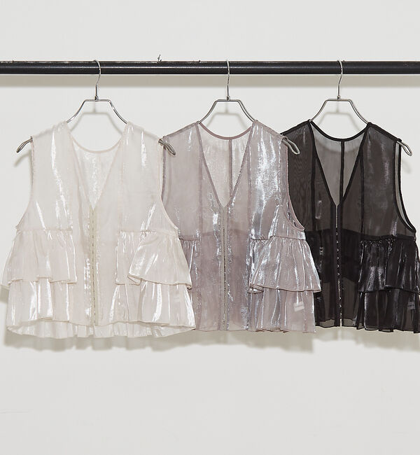 NOMINE「2WAY シャイン シアー フリルベスト」|ベスト・ジレ|