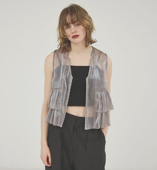 NOMINE「2WAY シャイン シアー フリルベスト」|ベスト・ジレ|