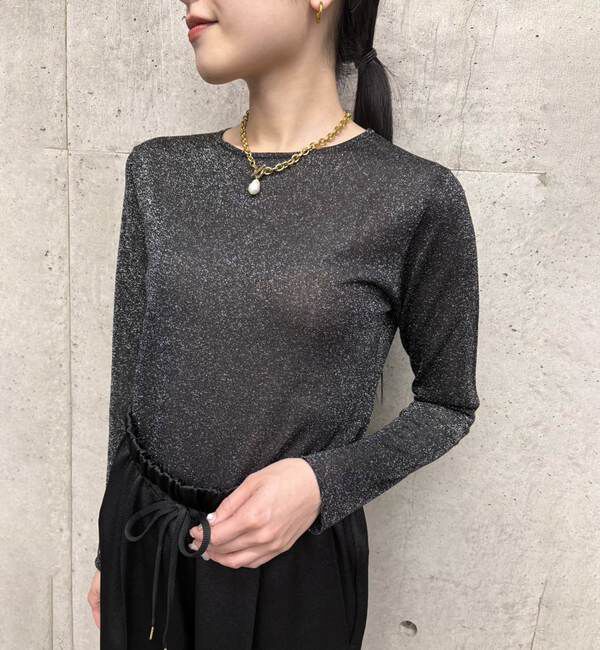 TIARA「《別注》【MARILYN MOON/マリリンムーン】シアーラメニット」|ニット・セーター|ブラック