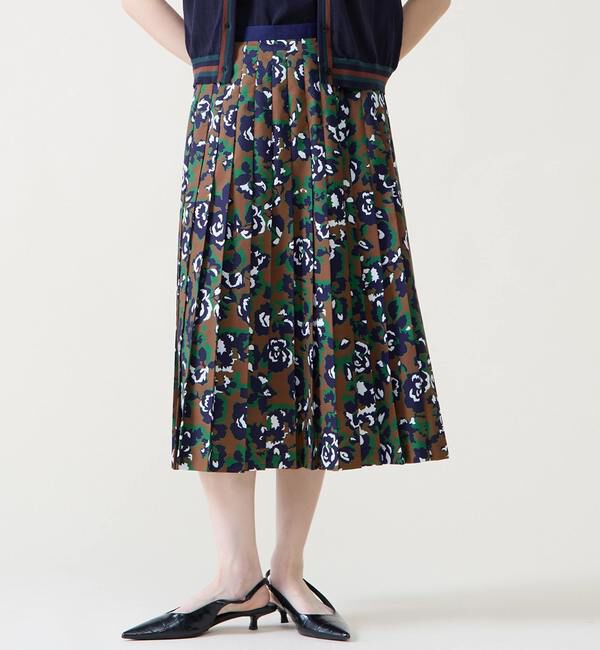 TIARA「オールドローズプリントプリーツスカート」|スカート|ブラウン