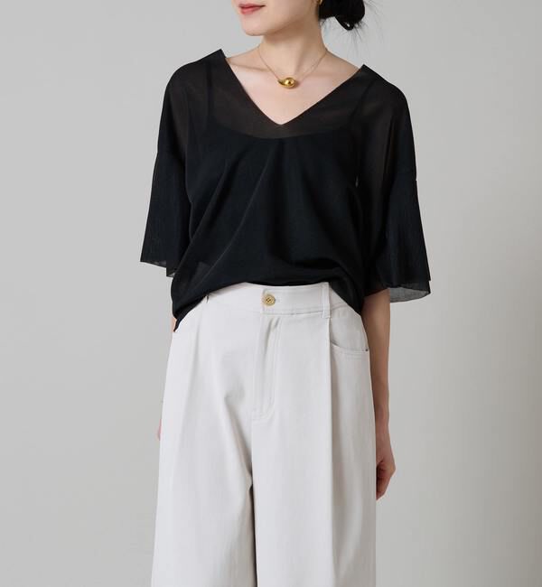 Liesse「袖フレアシアーニット」|ニット・セーター|ブラック