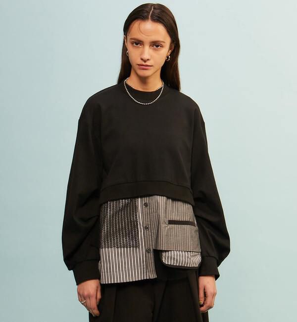 Soffitto「【AULA AILA別注】SHIRT COMBINATION PULLOVER」|その他|ブラック