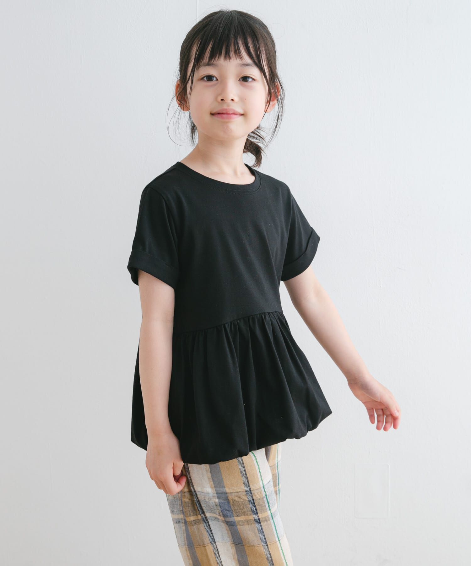 URBAN RESEARCH DOORS「『親子リンク』『WEB/一部店舗限定サイズ』ペプラムバルーンTシャツ(KIDS)」|その他|ブラック