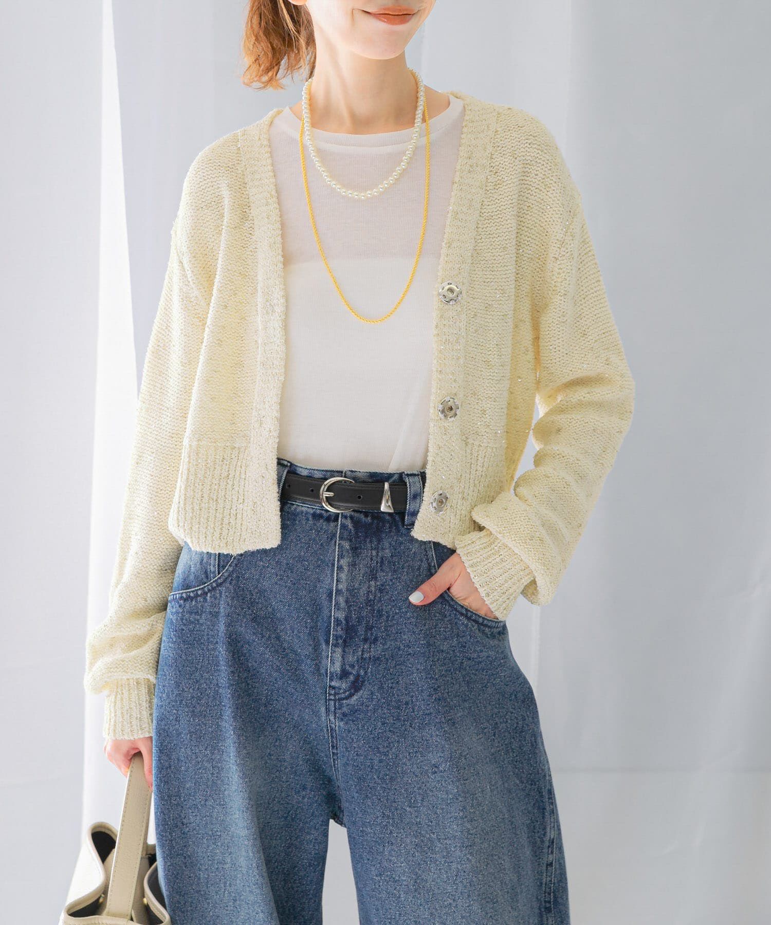 URBAN RESEARCH ROSSO「ラメミックスショートカーディガン」|カーディガン|