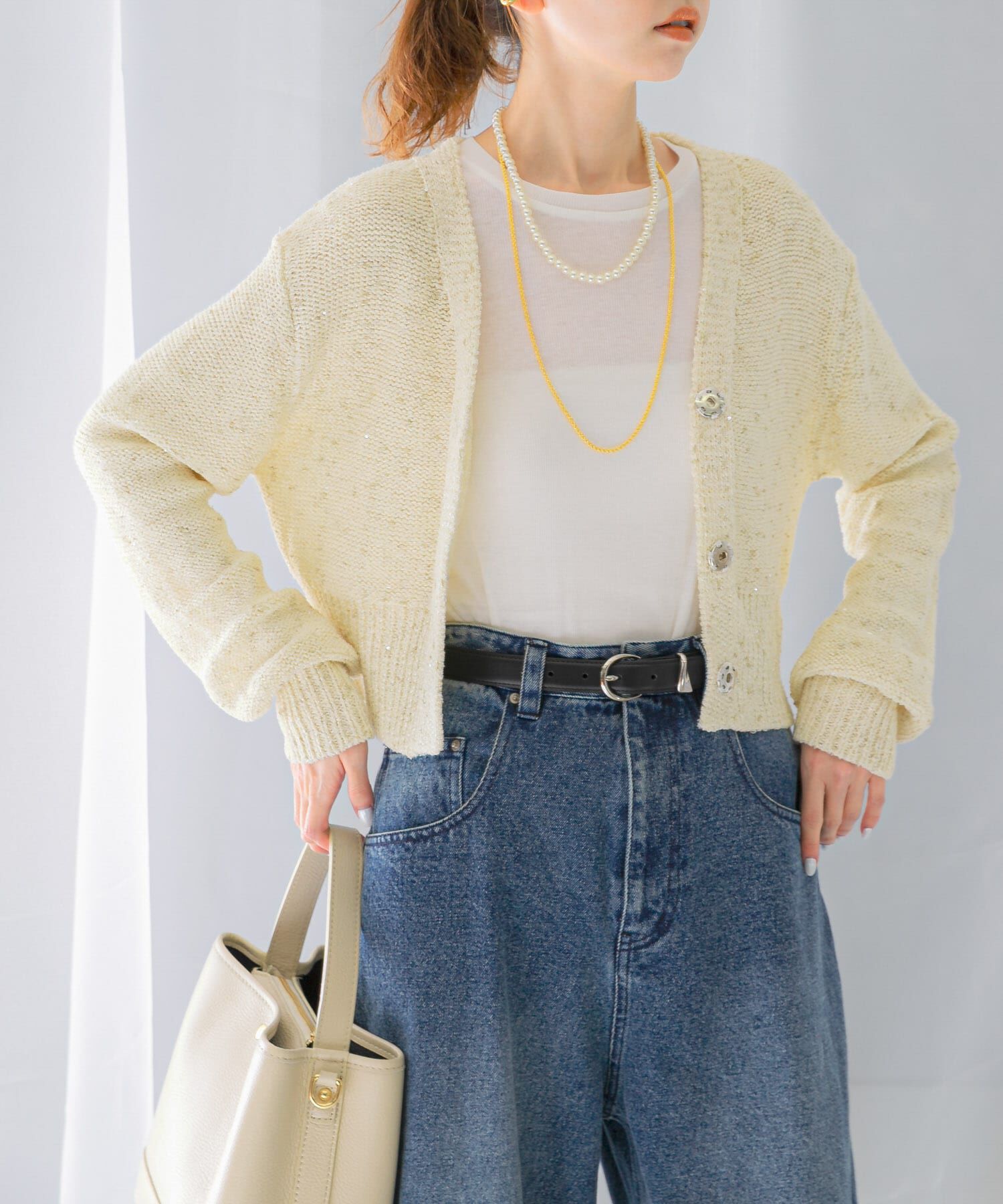 URBAN RESEARCH ROSSO「ラメミックスショートカーディガン」|カーディガン|